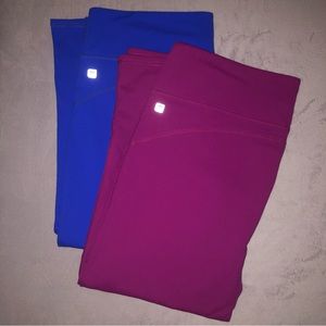 *Bundle of 2* Fabletics Solar Mid-Rise Cropped Leggings ~ Fuchsia & Blue ~ Sz L
